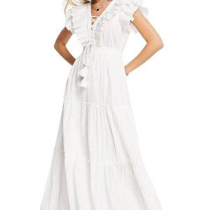 NWT Topshop Ruffle Cotton Seersucker Maxi Dress